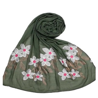 Premium  Ari diamond cotton stole - Green